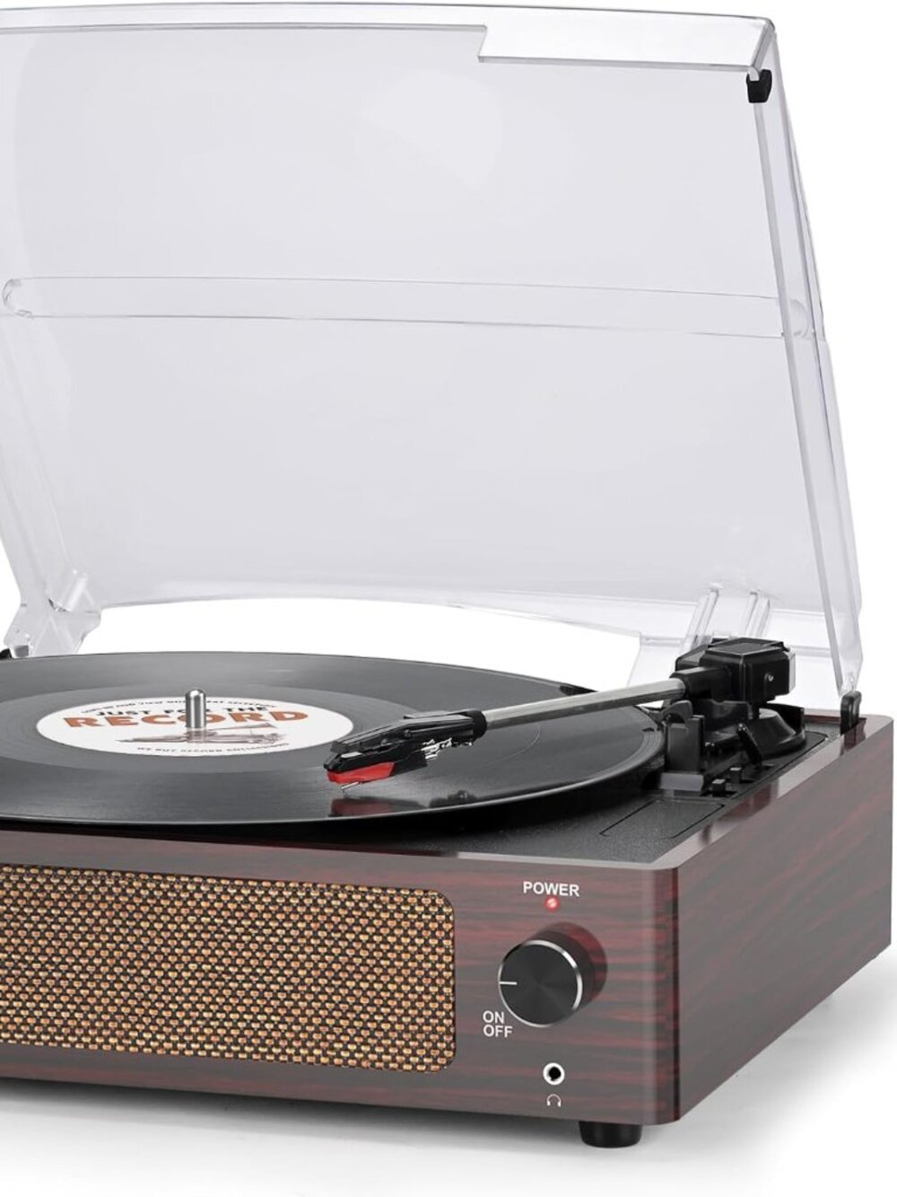 Vinyl Record Player w/ Speakers Dark Red Bluetooth Wireless 33/45/78 RPM RCA AUX